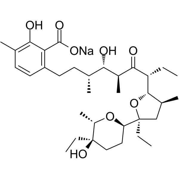 Lasalocid sodium(Synonyms: 拉沙洛西钠; Lasalocid-A sodium; Ionophore X-537A sodium; Antibiotic X-537A sodium)