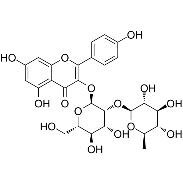 Kaempferol-3-O-glucorhamnoside(Synonyms: 百蕊草素I；山柰酚-3-O-葡萄糖鼠李糖苷；)