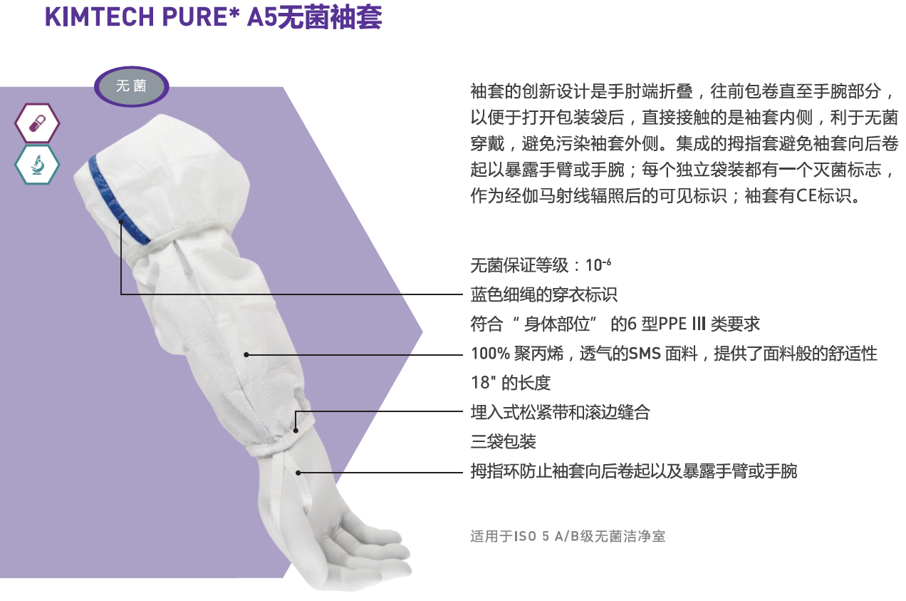 金佰利 Kimtech Pure A5无菌洁净室袖套