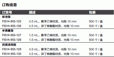 半微量型一次性比色皿 Fisherbrand14955127