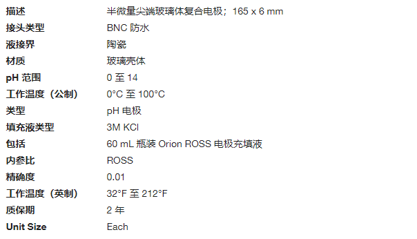 Orion ROSS Ultra 半微量复合pH电极