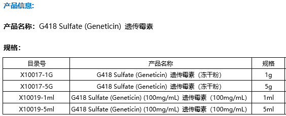 G418 Sulfate (Geneticin) 遗传霉素